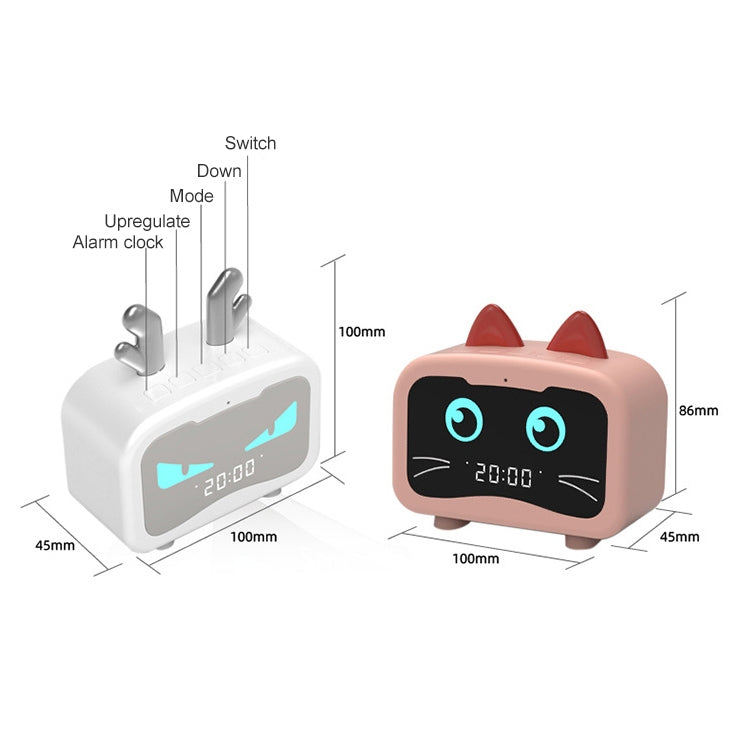 Creative Smart Wireless Mini Bluetooth Speaker Portable Computer Subwoofer Speaker with Alarm Clock(Cute Cat-White) - Mini Speaker by buy2fix | Online Shopping UK | buy2fix