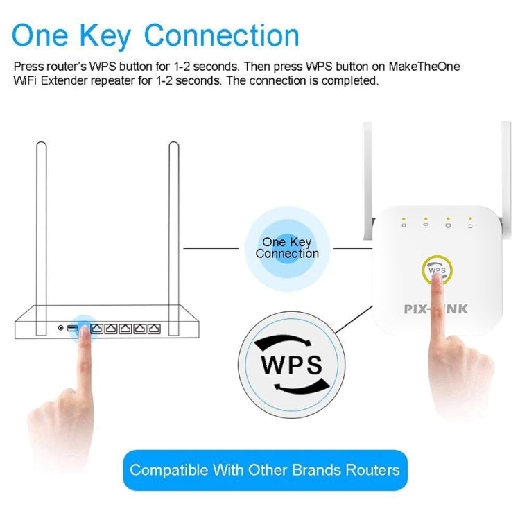 PIX-LINK WR22 300Mbps Wifi Wireless Signal Amplification Enhancement Extender, Plug Type:AU Plug(Black) - Wireless Routers by PIX-LINK | Online Shopping UK | buy2fix