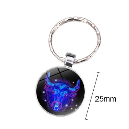 Zodiac Sign Keychain 12 Constellation Pendant Single Face Keyring - Key Rings by buy2fix | Online Shopping UK | buy2fix