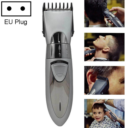 Waterproof Electric Hair Clipper Rechargeable Hair Trimmer Hair Cutting Machine Haircut Beard Trimer, EU Plug(Grey) - Hair Trimmer by buy2fix | Online Shopping UK | buy2fix