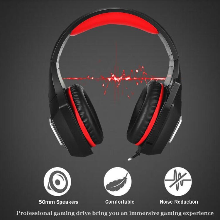 V1 3.5mm RGB Colorful Luminous Wire Control Gaming Headset, Cable Length: 2.2m(Black Red) - Headset & Headphone by buy2fix | Online Shopping UK | buy2fix