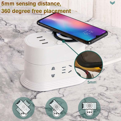 Mobile Phone Wireless Charging Socket Creative Smart USB Power Strip Multi-Function Desktop Vertical Power Strip, CN Plug, Specification: 1.8 Meters, Style:2 Layer(White) - Consumer Electronics by buy2fix | Online Shopping UK | buy2fix