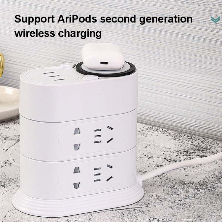 Mobile Phone Wireless Charging Socket Creative Smart USB Power Strip Multi-Function Desktop Vertical Power Strip, CN Plug, Specification: 5 Meters, Style:2 Layer(White) - Consumer Electronics by buy2fix | Online Shopping UK | buy2fix