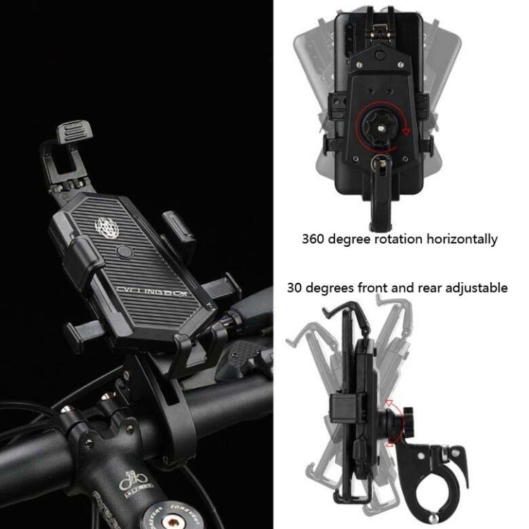 Bicycle Mobile Phone Holder Can Rotate And Adjust Fixed Aluminum Alloy Bracket Automatic Grab Bracket, Style:Rearview Mirror Installation(Silver) - Holders by buy2fix | Online Shopping UK | buy2fix