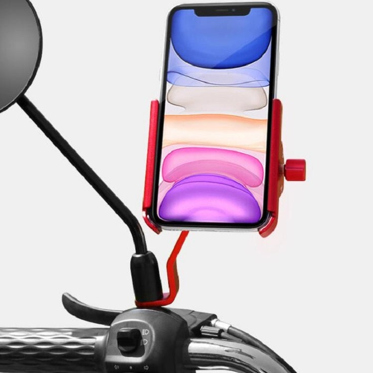 CYCLINGBOX Aluminum Alloy Mobile Phone Holder Bicycle Riding Takeaway Rotatable Metal Mobile Phone Bracket, Style:Rearview Mirror Installation(Black) - Holders by CYCLINGBOX | Online Shopping UK | buy2fix