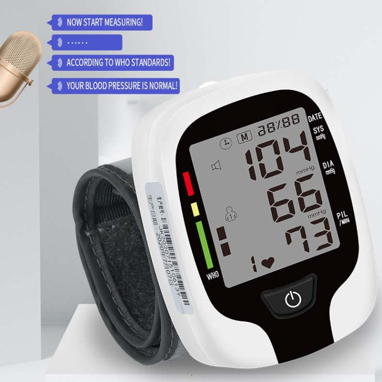 Wrist Type Electronic Blood Pressure Monitor Home Automatic Wrist Type Blood Pressure Measurement, Style: Live Voice Broadcast(White English) - Sphygmomanometer by buy2fix | Online Shopping UK | buy2fix