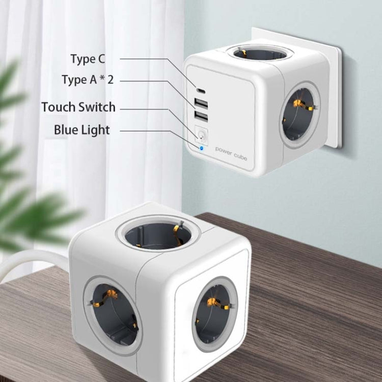 Creative Power Cube Socket Conversion Socket, EU Plug In-line Gray+U - Consumer Electronics by buy2fix | Online Shopping UK | buy2fix