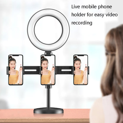 2 PCS Desktop Universal Retractable Multifunctional Mobile Phone Live Broadcast Stand, Specification: Double Positions With Fill Light - Consumer Electronics by buy2fix | Online Shopping UK | buy2fix