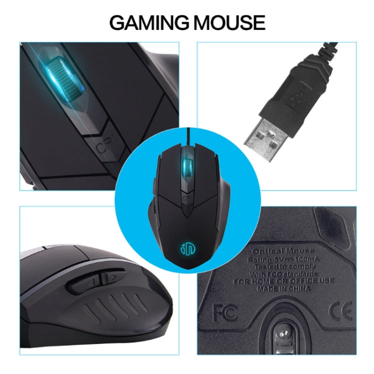 Inphic PW1 Game Mute Macro Definition Illuminated Wired Mouse, Cable Length: 1.5m(Black Game Version) - Computer & Networking by Inphic | Online Shopping UK | buy2fix