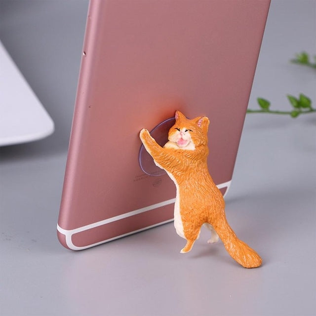 60 PCS Sucker Design Cute Cat Smartphone Holder(Orange) - Desktop Holder by buy2fix | Online Shopping UK | buy2fix