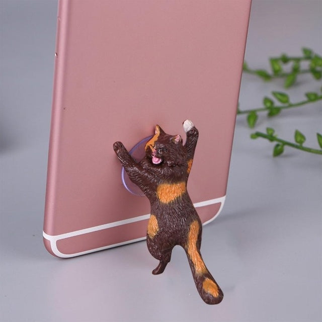 60 PCS Sucker Design Cute Cat Smartphone Holder(Brown orange) - Desktop Holder by buy2fix | Online Shopping UK | buy2fix