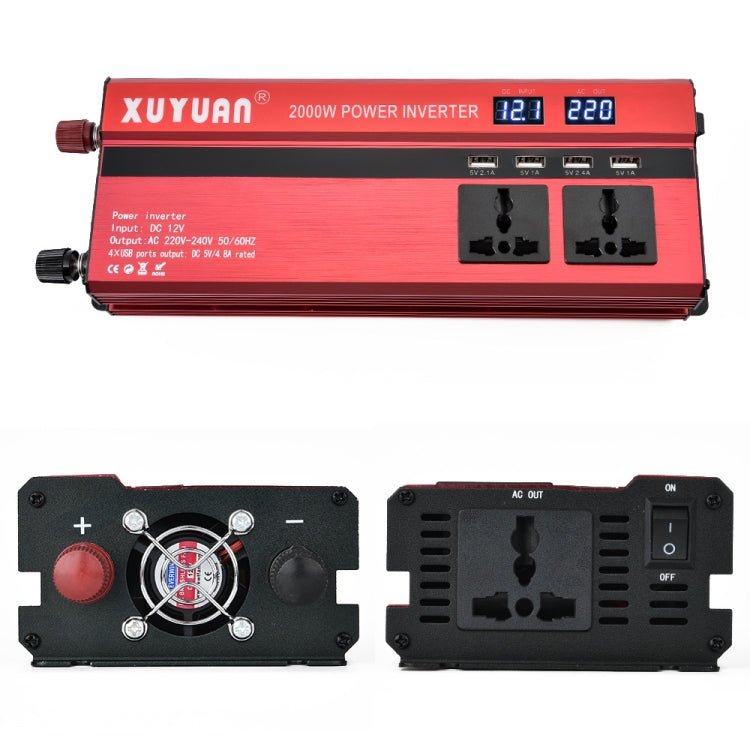 XUYUAN 2000W Car Inverter with USB Display Converter, Specification: 12V to 220V -  by Car Inverter | Online Shopping UK | buy2fix