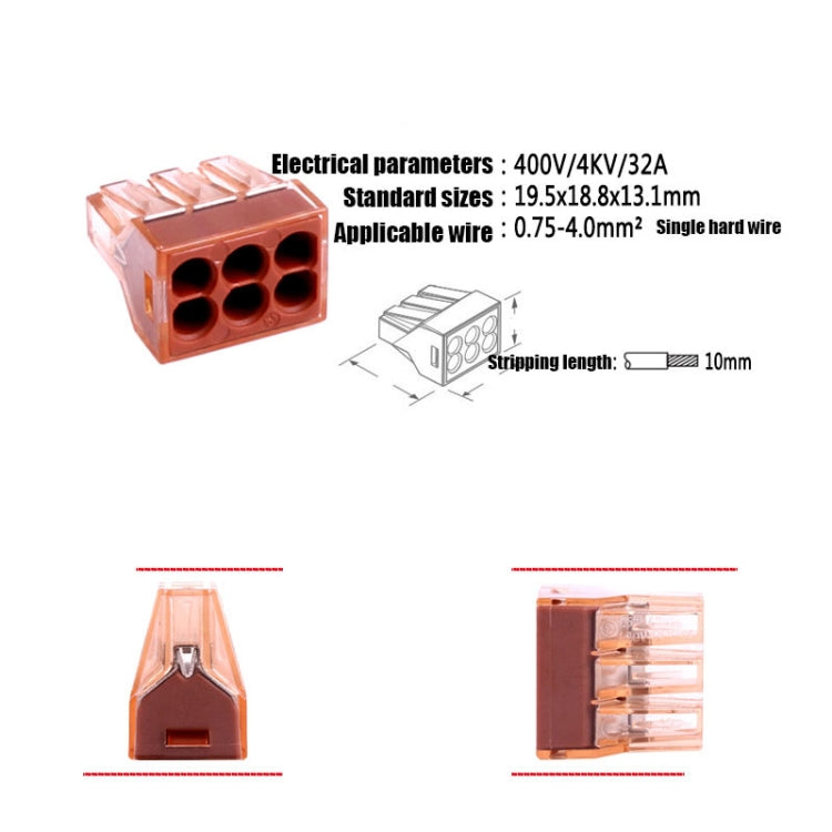 10 PCS VSELE VSE-606A Four-Hole Multi-Function Terminal Block Wire Quick Connector - Connectors & Terminals by buy2fix | Online Shopping UK | buy2fix