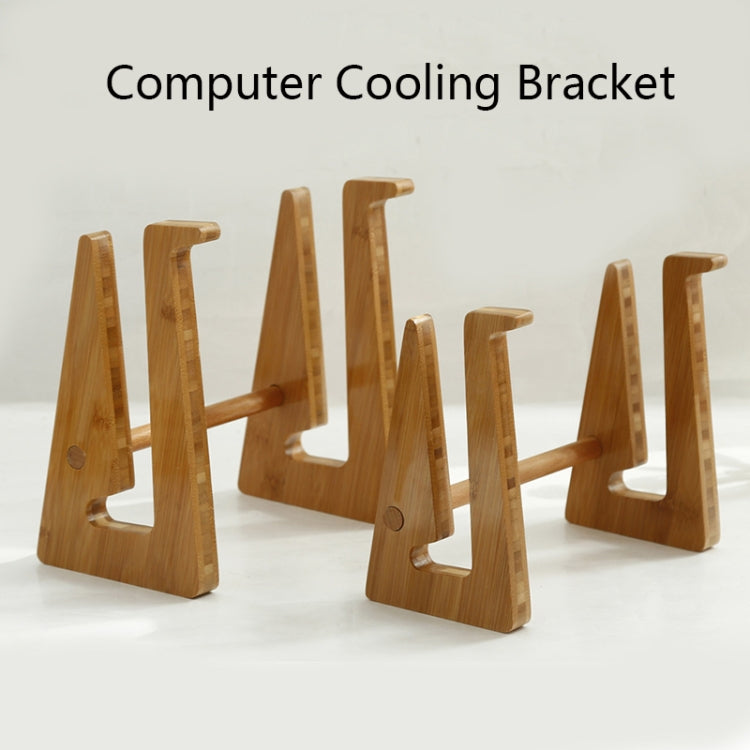 Small Bamboo Wood Computer Cooling Bracket Beech Wood Tablet Desktop Storage Rack - Computer & Networking by buy2fix | Online Shopping UK | buy2fix