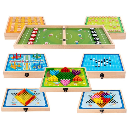 8 In 1 A Beech Multi-Function Game Chess Two-Person Battle Parent-Child Interaction Ejection Chess - Table Games by buy2fix | Online Shopping UK | buy2fix