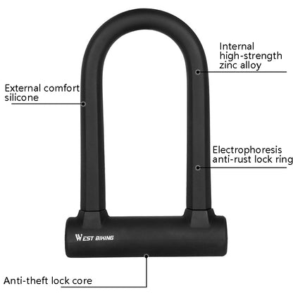 West Biking Bike Lock Motorcycle Wire Lock Anti-Hydraulic Pressure Cut Anti-Theft Lock, Specification: U-shaped Lock+Cable - Bicycle Locks & Bicycle Pumps by WEST BIKING | Online Shopping UK | buy2fix