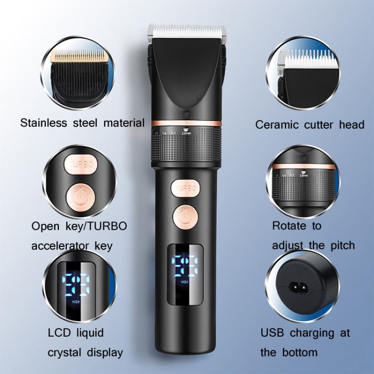 TURBO Men Electric Hair Trimmer LCD Digital Display Hair Clipper - Hair Trimmer by TURBO | Online Shopping UK | buy2fix