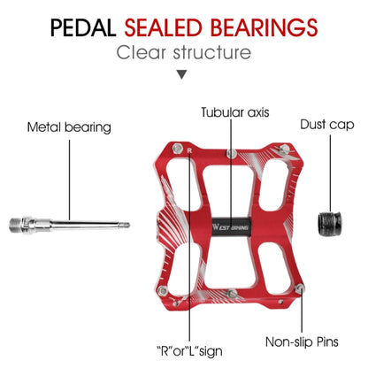 WEST BIKING YP0802080 Bicycle Aluminum Alloy Pedal Riding Foot Pedal Bicycle Accessories(Red) - Outdoor & Sports by WEST BIKING | Online Shopping UK | buy2fix