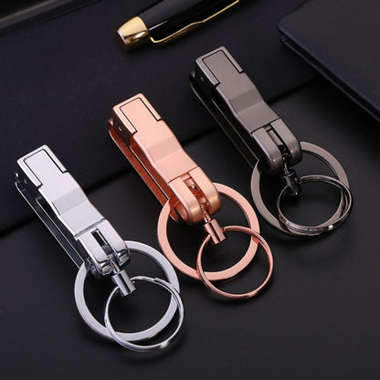 JOBON ZB-8782 Car Keychain Men Metal Anti-Lost Double Ring Detachable Keychain(Golden) - Key Rings by JOBON | Online Shopping UK | buy2fix