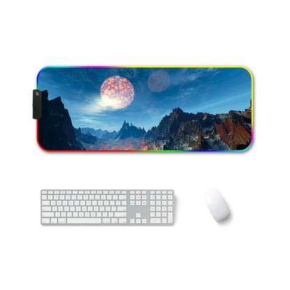 300x800x3mm F-01 Rubber Thermal Transfer RGB Luminous Non-Slip Mouse Pad(Snow Peak) - Mouse Pads by buy2fix | Online Shopping UK | buy2fix