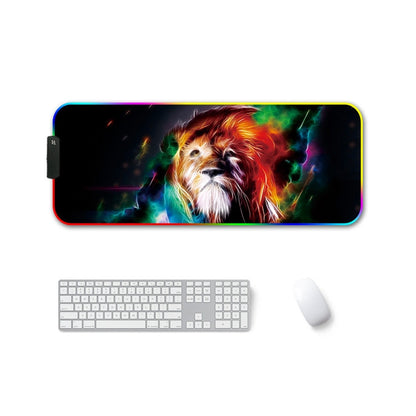 400x900x3mm F-01 Rubber Thermal Transfer RGB Luminous Non-Slip Mouse Pad(Colorful Lion) - Mouse Pads by buy2fix | Online Shopping UK | buy2fix