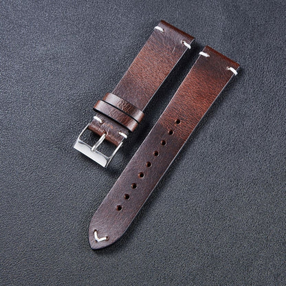 HB001 Color-Changing Retro Oil Wax Leather Universal Watch Band, Size: 18mm(Deep Brown) - 20mm Bands by buy2fix | Online Shopping UK | buy2fix