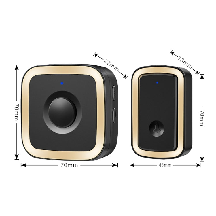 CACAZI A58 1 For 1 Smart Wireless Doorbell without Battery, Plug:US Plug(Black Gold) - Security by CACAZI | Online Shopping UK | buy2fix