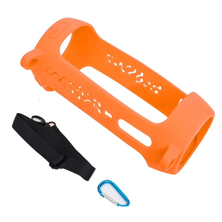 P401 For JBL Pulse4 Portable Shockproof Silicone Protective Case with Carabiner & Lanyard(Orange) - Protective Case by buy2fix | Online Shopping UK | buy2fix