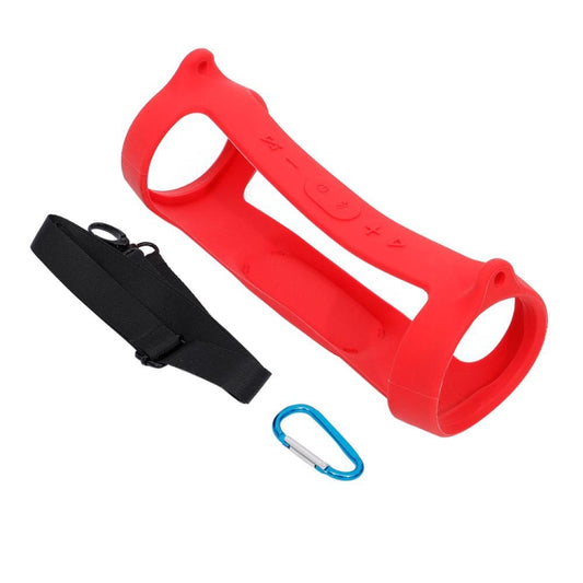 For JBL Charge 4 Bluetooth Speaker Portable Silicone Protective Cover with Shoulder Strap & Carabiner(Red) - Protective Case by buy2fix | Online Shopping UK | buy2fix