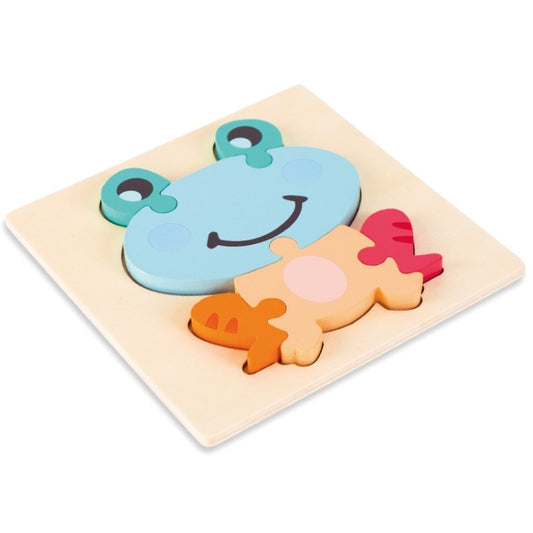 3 PCS Early Childhood Education Wooden Three-Dimensional Jigsaw Puzzle Toy(Frog) - Puzzle Toys by buy2fix | Online Shopping UK | buy2fix
