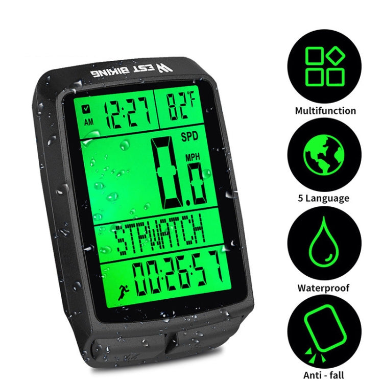 WEST BIKING 5 Languages Bicycle Waterproof Backlight Multifunction Wireless Odometer Speedometer(Black) - Speedometers by WEST BIKING | Online Shopping UK | buy2fix