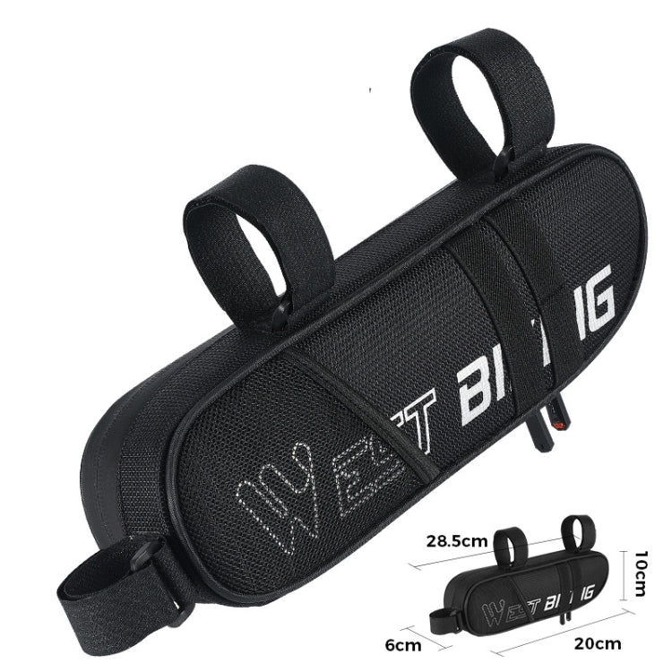 WEST BIKING Bicycle Triangle Reflective Bag Large Capacity Cycling Bag Horizontal Beam Bag Anti-Splashing Road Car Bag, Size: 1.3L(Black) - Bicycle Bags by WEST BIKING | Online Shopping UK | buy2fix