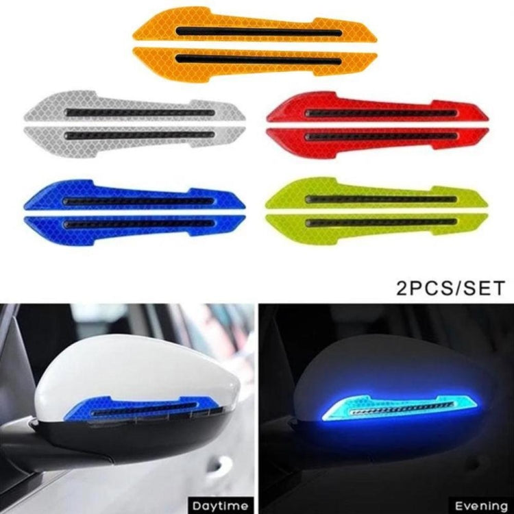 4 Sets Car Reflective Sticker Door Border Anti-Collision Strip Leaf Board Personality Rear View Mirror Warning Sticker(White) - In Car by buy2fix | Online Shopping UK | buy2fix