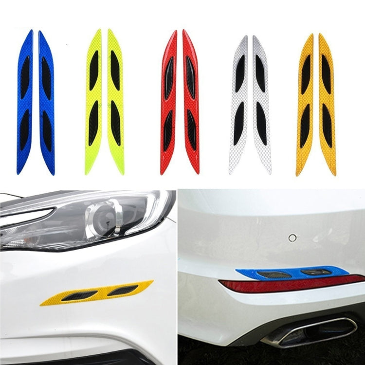 2 Sets Carbon Fiber Warning Sticker Car Anti-Collision Strip Leaf Plate Reflective Sticker Hood Light Eyebrow Anti-Collision Drops Sticker(4 PCS   (Bumper Yellow)) - In Car by buy2fix | Online Shopping UK | buy2fix