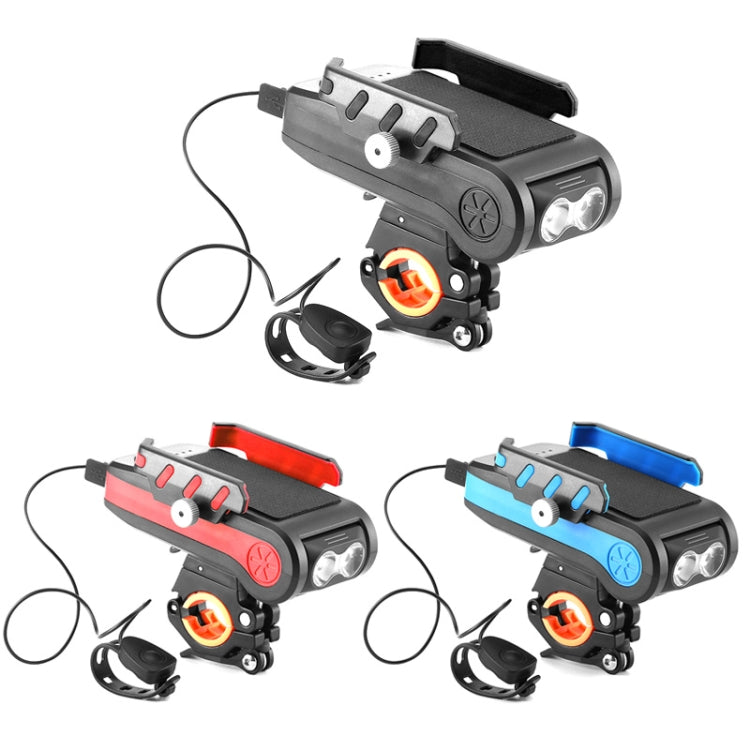 BG-2021 Bicycle Front Light 4 In 1 Mobile Phone Holder Horn Light Mountain Bike Front Light, Colour: 2400 MAH Black - Headlights by buy2fix | Online Shopping UK | buy2fix