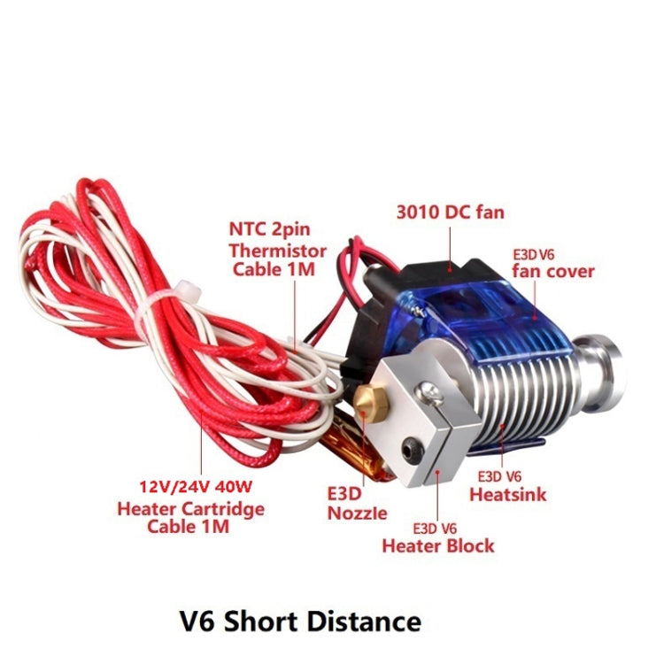 3D V6 Printer Extrusion Head Printer J-Head Hotend With Single Cooling Fan, Specification: Short 3 / 0.4mm - Consumer Electronics by buy2fix | Online Shopping UK | buy2fix