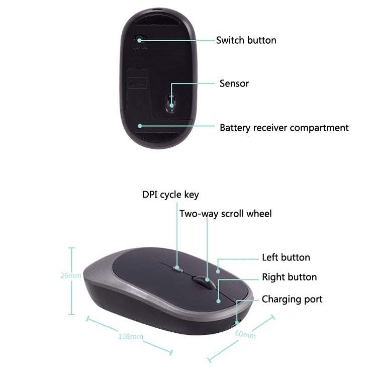 M030 4 Keys 1600DPI Laptop Office Mute Mouse, Style: Wireless (Blue) - Wireless Mice by buy2fix | Online Shopping UK | buy2fix