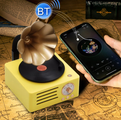 T15 Petunia Retro Vinyl Record Player Wireless Multifunction Mini Bluetooth Audio(Yellow) - Mini Speaker by buy2fix | Online Shopping UK | buy2fix