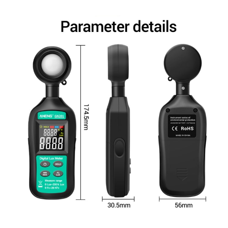 ANENG GN-201 High Precision Handheld Light Meter - Consumer Electronics by ANENG | Online Shopping UK | buy2fix