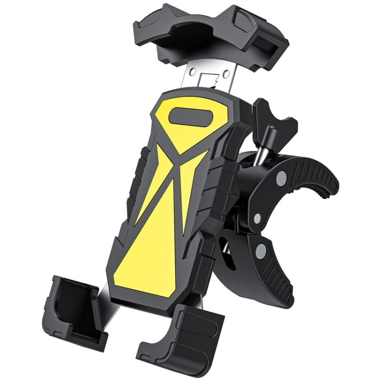 L101+M011 Outdoor Cycling Mechanical Locking Phone Holder(Yellow) - Outdoor & Sports by buy2fix | Online Shopping UK | buy2fix