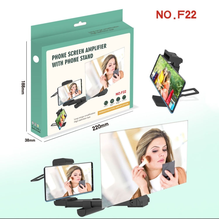 F22 Mobile Phone Screen Amplifier Desktop Lazy Folding Convenient Mobile Phone Stand(Black) - Screen Magnifier by buy2fix | Online Shopping UK | buy2fix