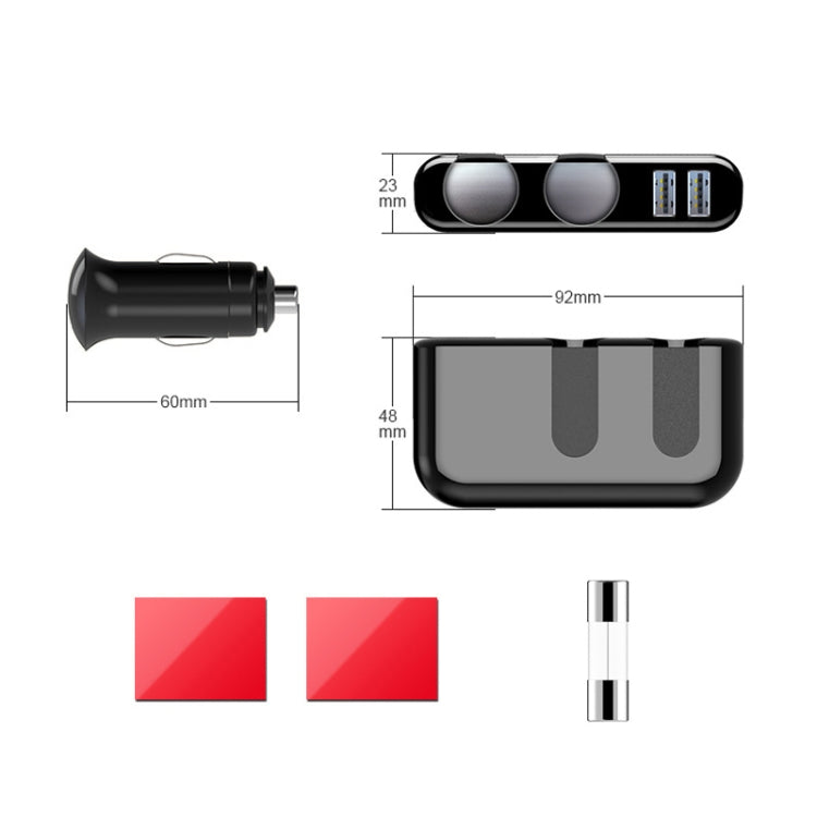 SHUNWEI Car Cigarette Lighter Charger 12/24V USB Converts Socket, Style: 2 Holes 2 USB - Car Charger by SHUNWEI | Online Shopping UK | buy2fix