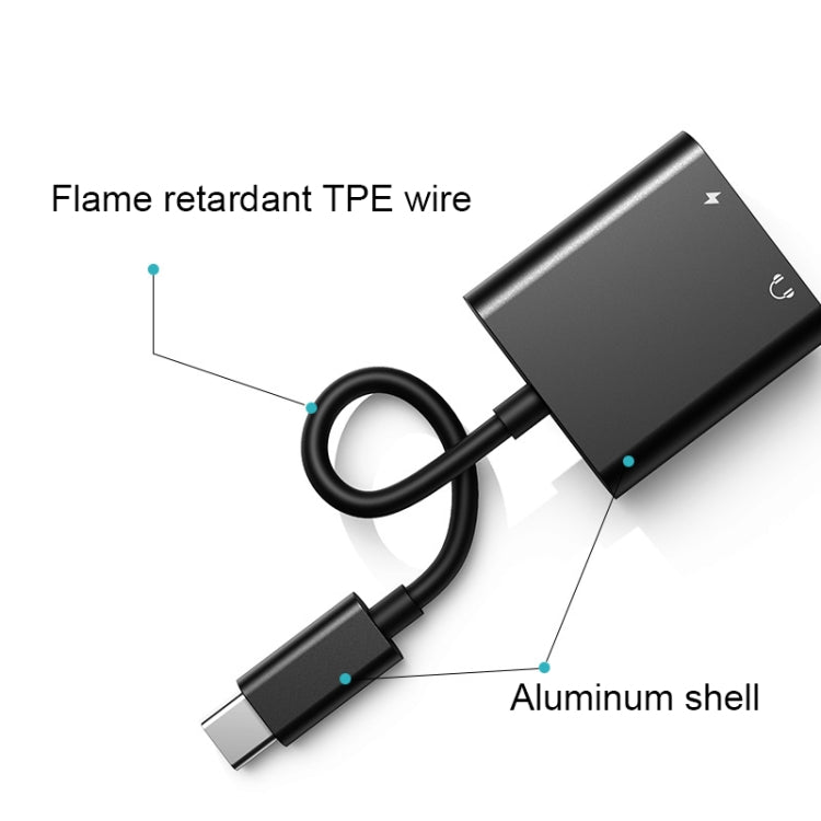 2 In 1 Type-C/USB-C PD 60W Digital Audio Adapter, Spec: Type-C+3.5mm (Black) - Type-C Adapter by buy2fix | Online Shopping UK | buy2fix