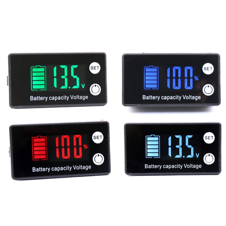 Two-Line Digital Display DC Voltmeter Lead-Acid Lithium Battery Charge Meter, Color: Red+Temperature - Consumer Electronics by buy2fix | Online Shopping UK | buy2fix