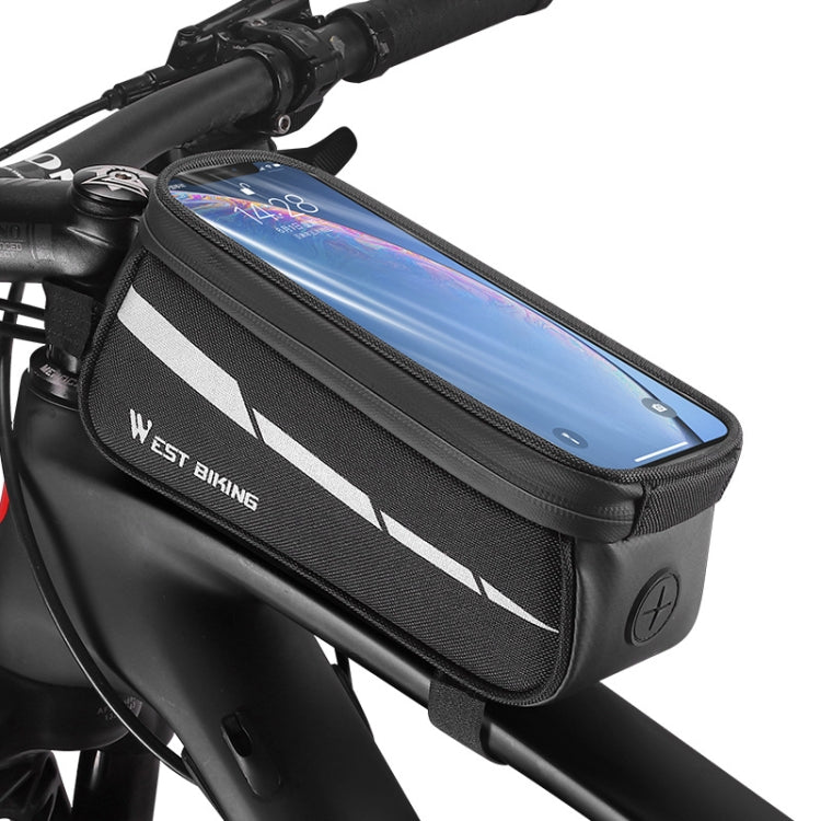 WEST BIKING 7 inches Mountain Bike Mobile Phone Touch Screen Front Beam Bag(Black) - Bicycle Bags by buy2fix | Online Shopping UK | buy2fix