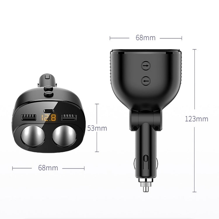 Car Charger With Switch Double Cigarette Hole Car Socket(C06 Neutral) - In Car by buy2fix | Online Shopping UK | buy2fix