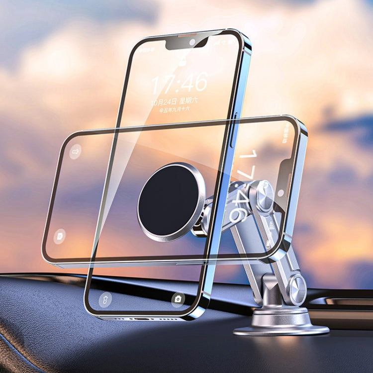 Aluminum Alloy Rotatable Lift Mobile Phone Holder Car Holder,Style:  Magnetic style Black - In Car by buy2fix | Online Shopping UK | buy2fix