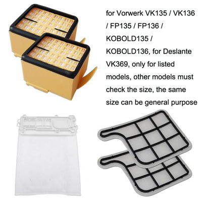 2PCS Filter For Vorwerk VK135 / VK136 Vacuum Cleaner Accessories - Consumer Electronics by buy2fix | Online Shopping UK | buy2fix