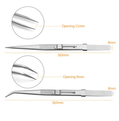 Diamond Jewellery Tweezers With Slotted Stainless Steel Tweezers ,Spec: Bending - Clothing & Beauty by buy2fix | Online Shopping UK | buy2fix