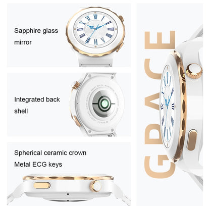 HW3 Mini Heart Rate/Blood Oxygen Monitoring Smart Watch with NFC Function(Gold Shell White Leather) - Smart Wear by buy2fix | Online Shopping UK | buy2fix